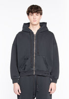 FELPA FULL ZIP CROPPED BLACK LOGO BACK