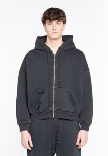 FELPA FULL ZIP CROPPED BLACK LOGO BACK