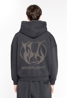 FELPA FULL ZIP CROPPED BLACK LOGO BACK