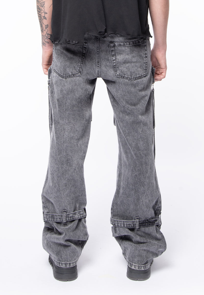 5 tasche cargo wide zip blak denim