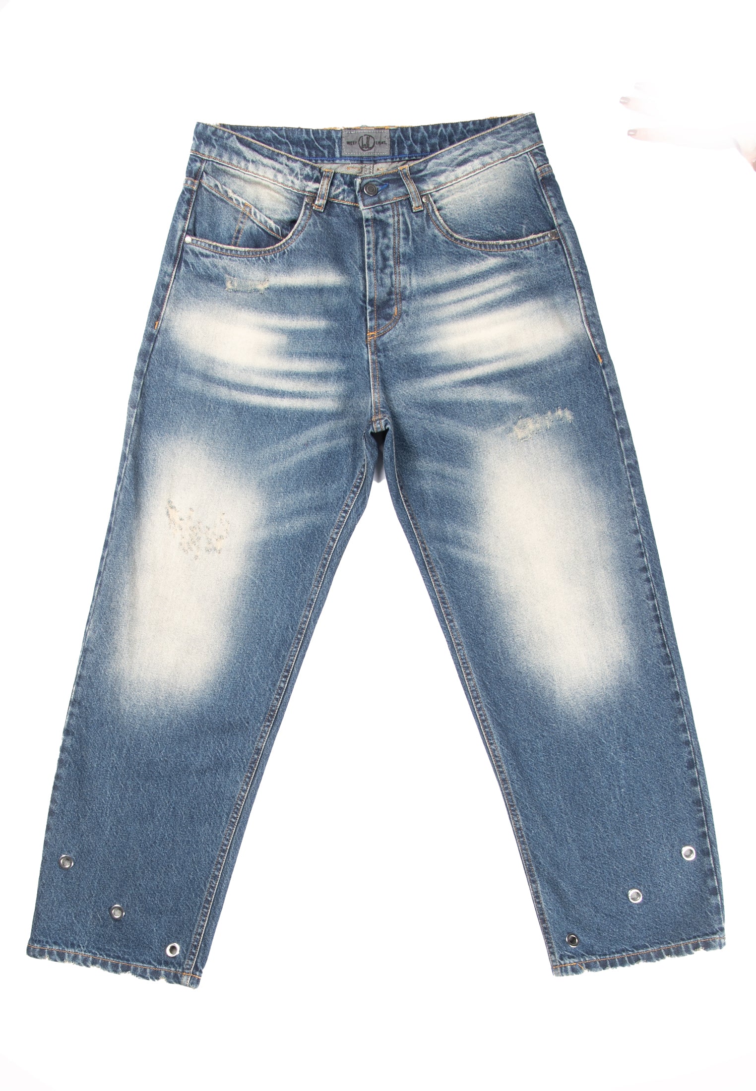 5 pocket eyelet vintage wash