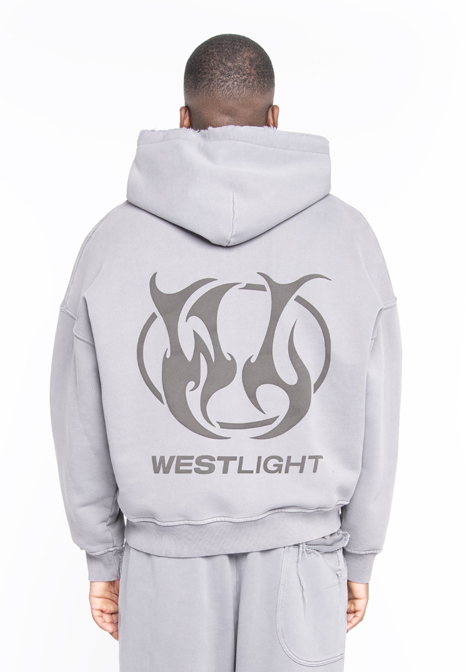 FELPA FULL ZIP CROPPED LIGTH GRAY LOGO BACK