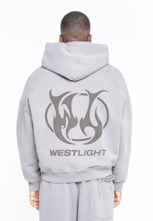 FELPA FULL ZIP CROPPED LIGTH GRAY LOGO BACK