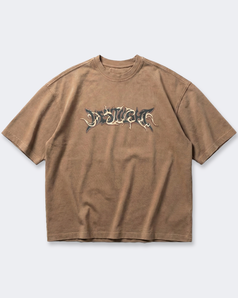 WASHED FLAME LOGO T-SHIRT CARAMEL