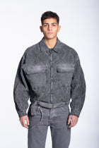 Padded corduroy jacket boxy black