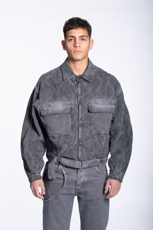 Padded corduroy jacket boxy black