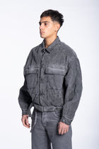 Padded corduroy jacket boxy black