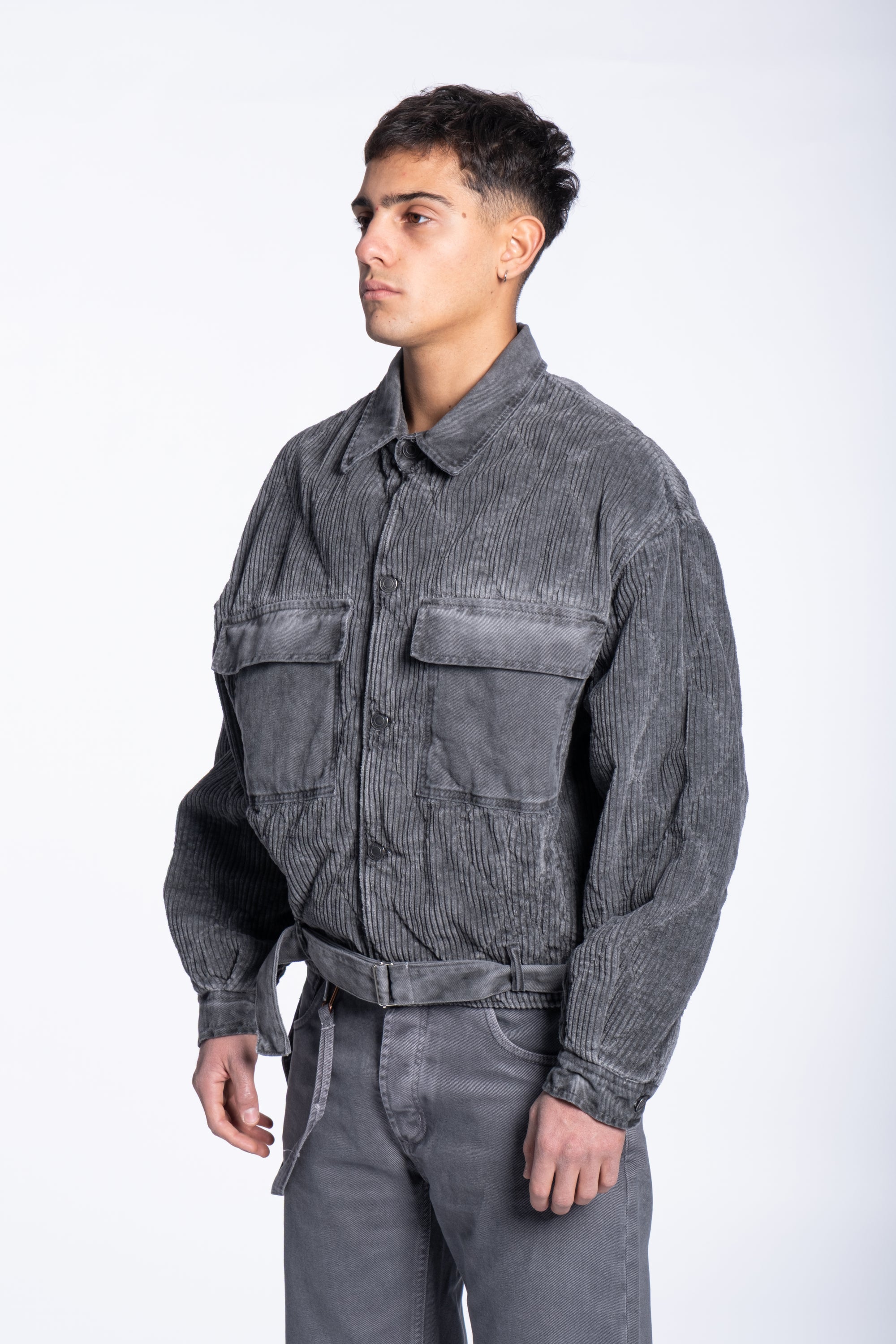 Padded corduroy jacket boxy black
