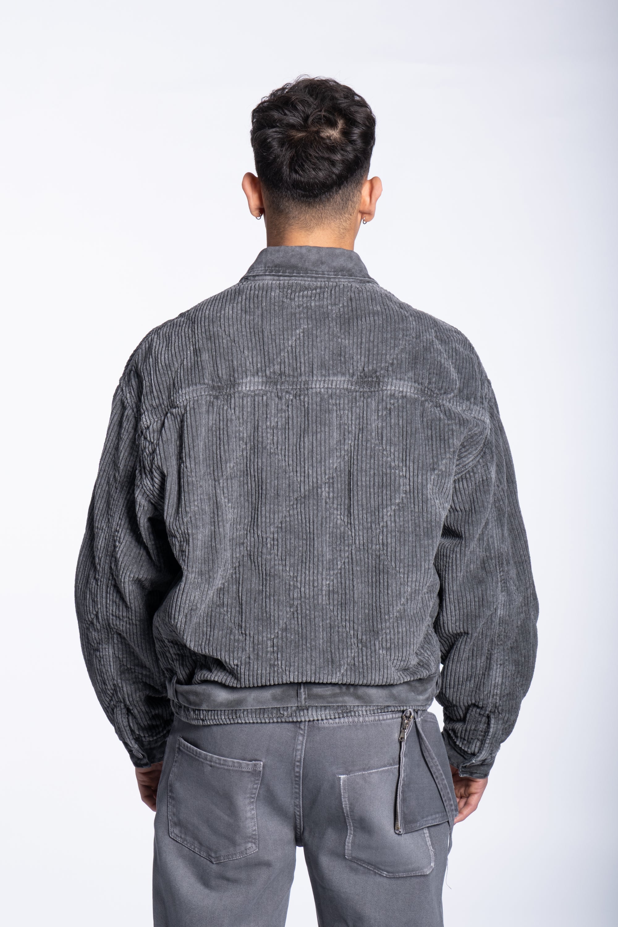 Padded corduroy jacket boxy black