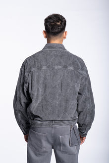 Padded corduroy jacket boxy black