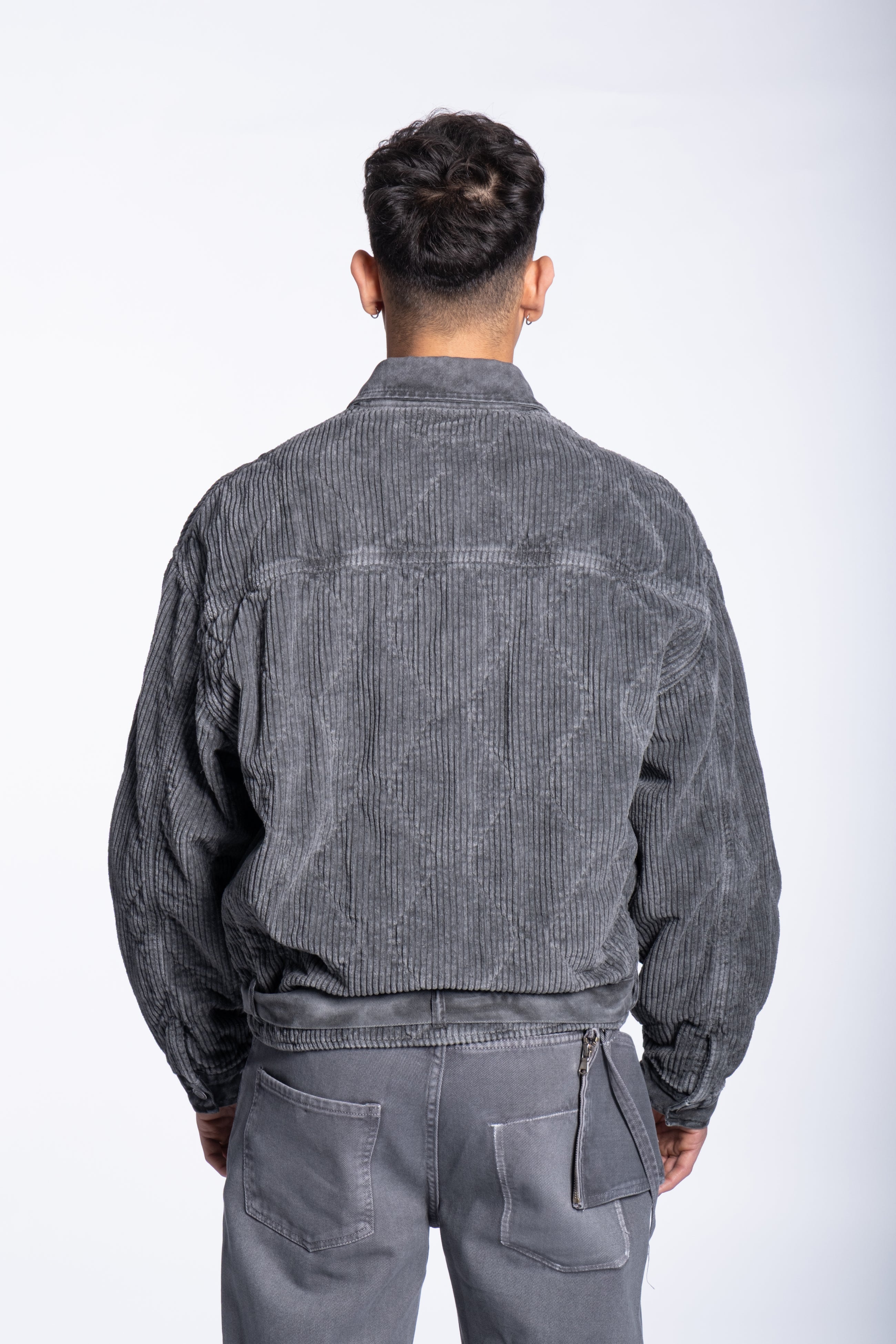 Padded corduroy jacket boxy black