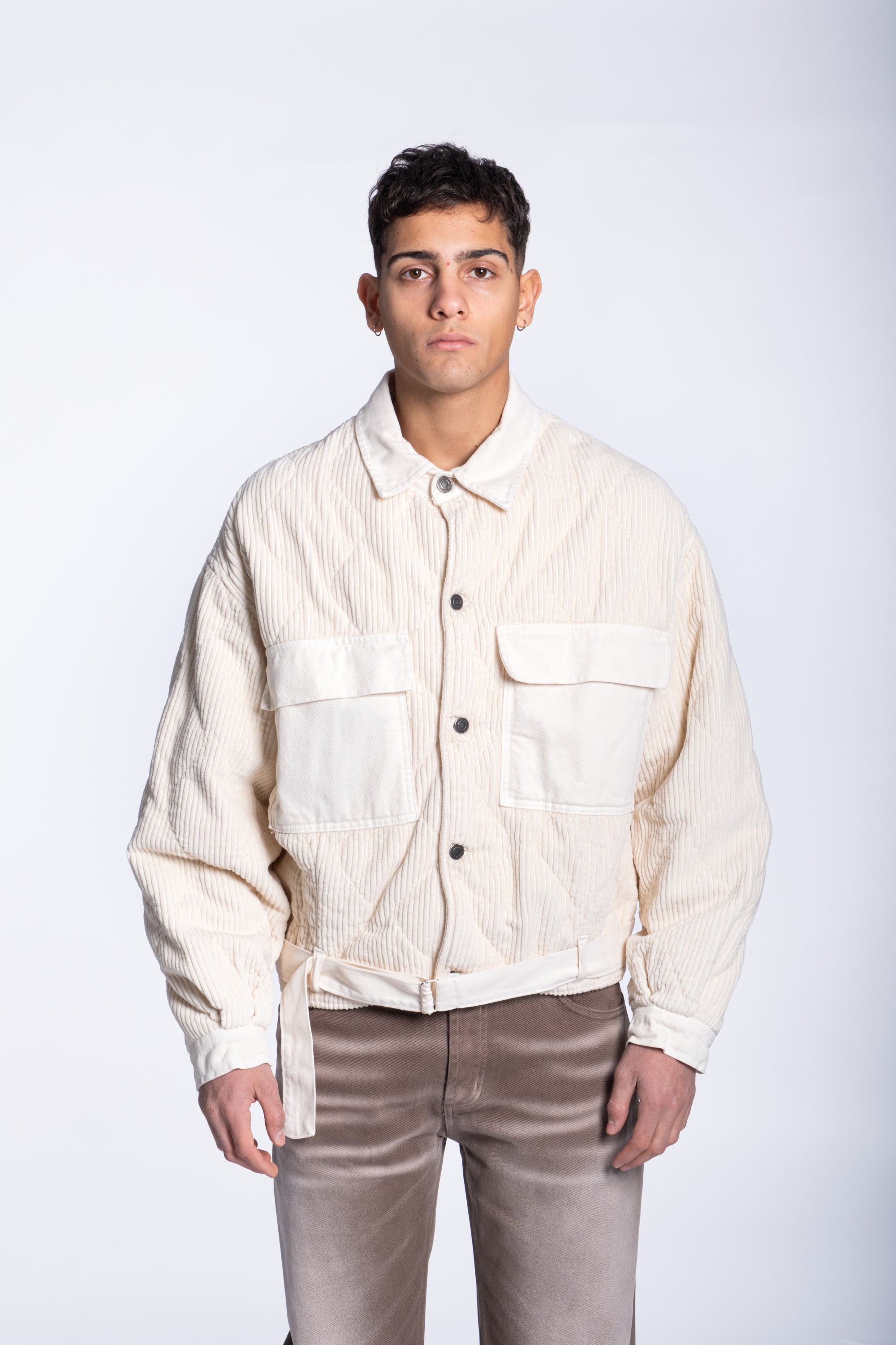 Padded corduroy jacket boxy white