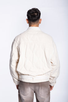 Padded corduroy jacket boxy white