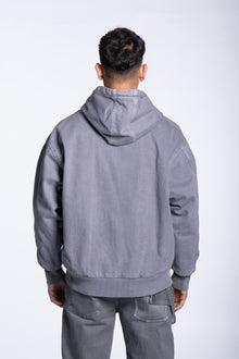 Hoody jacket gray denim full zip