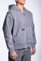 Hoody jacket gray denim full zip