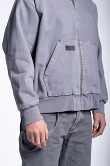 Hoody jacket gray denim full zip