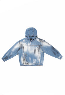 Dirty &amp; distressed denim hoody jacket