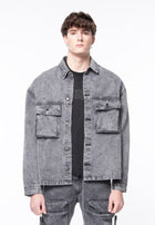 Black washed denim overshirt