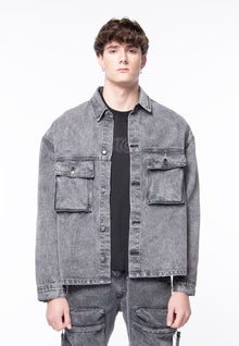 Black washed denim overshirt