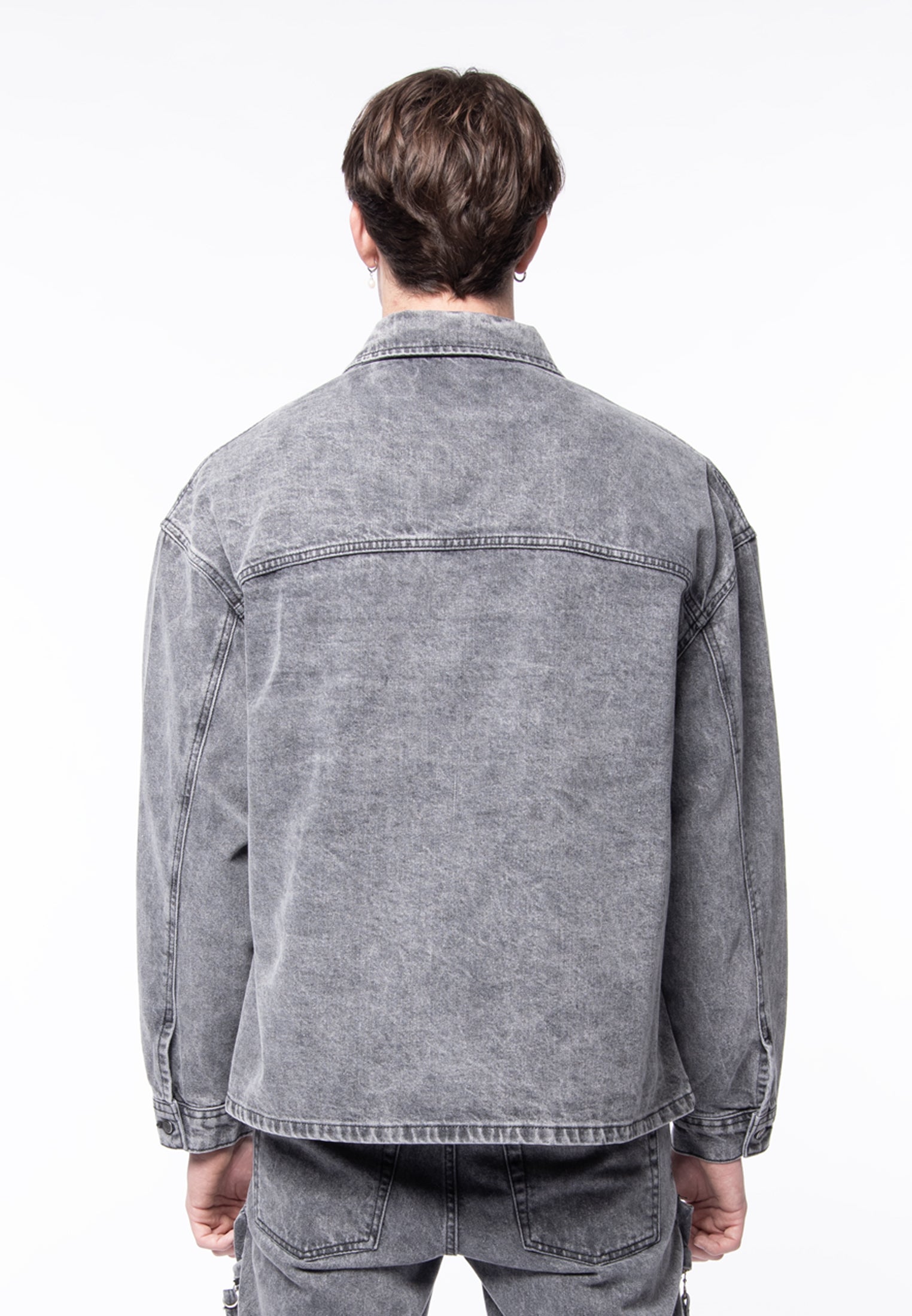 Black washed denim overshirt