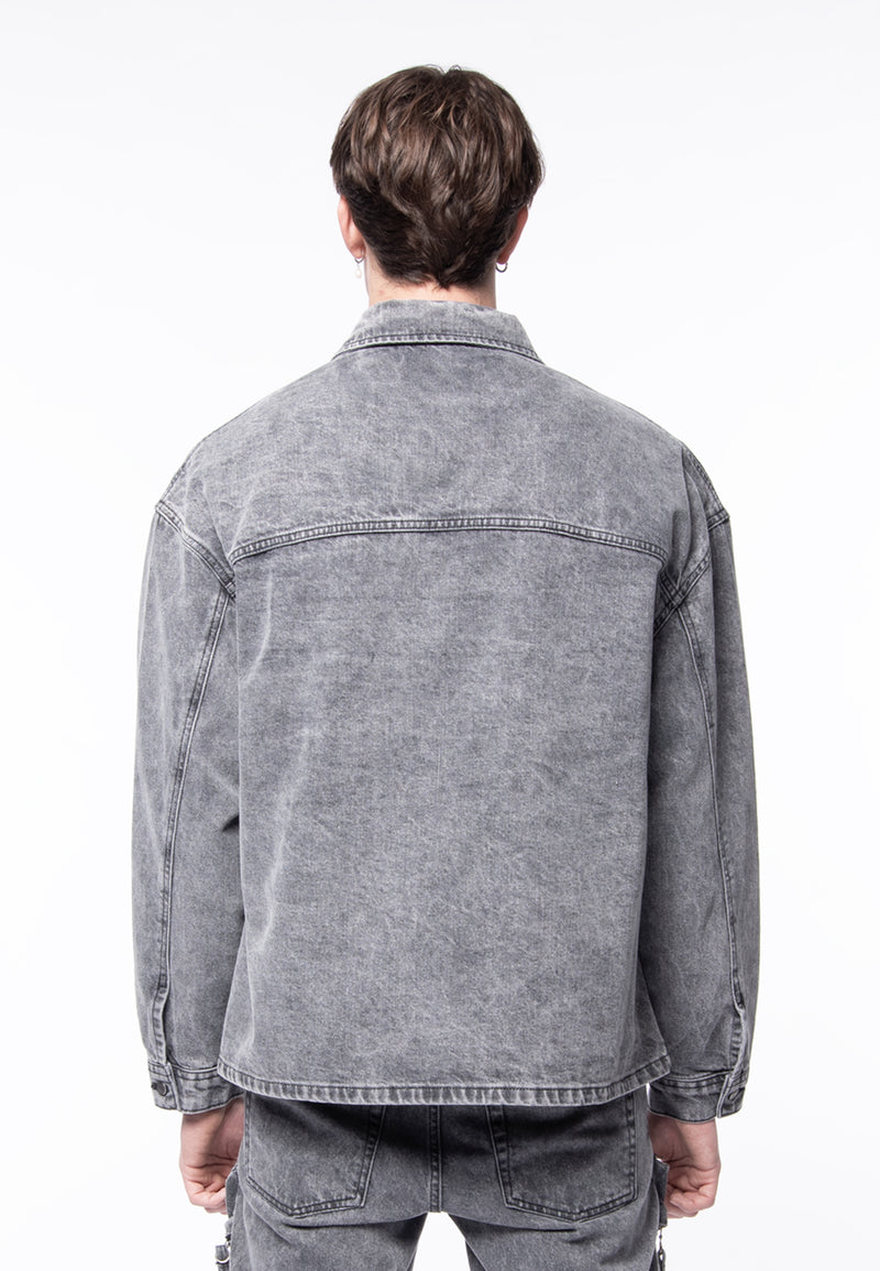 Overshirt black washed denim