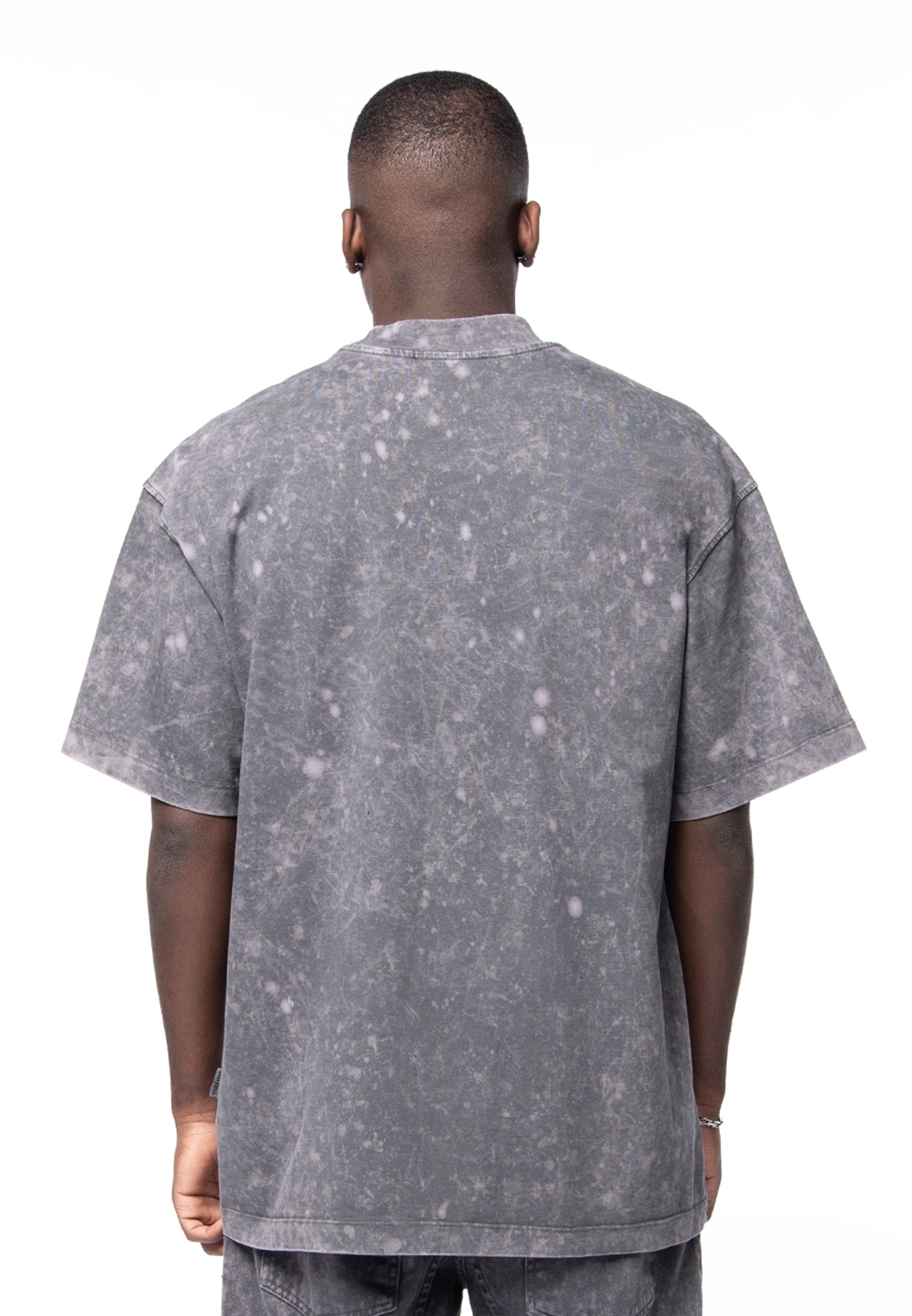 Acid dyed gray boxy logo t-shirt