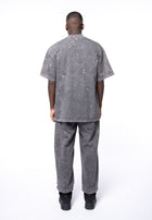 Acid dyed gray boxy logo t-shirt