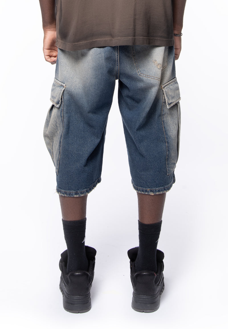 Bermoda cargo denim wide vintage wash