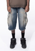 Bermoda cargo denim wide vintage wash