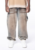 5 pocket wide denim bleach dirty &amp; spot