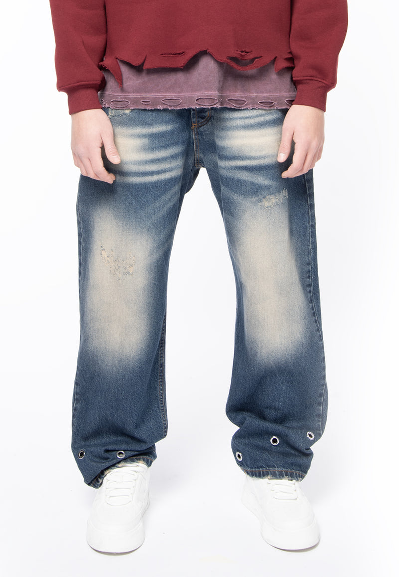 5 pocket eyelet vintage wash