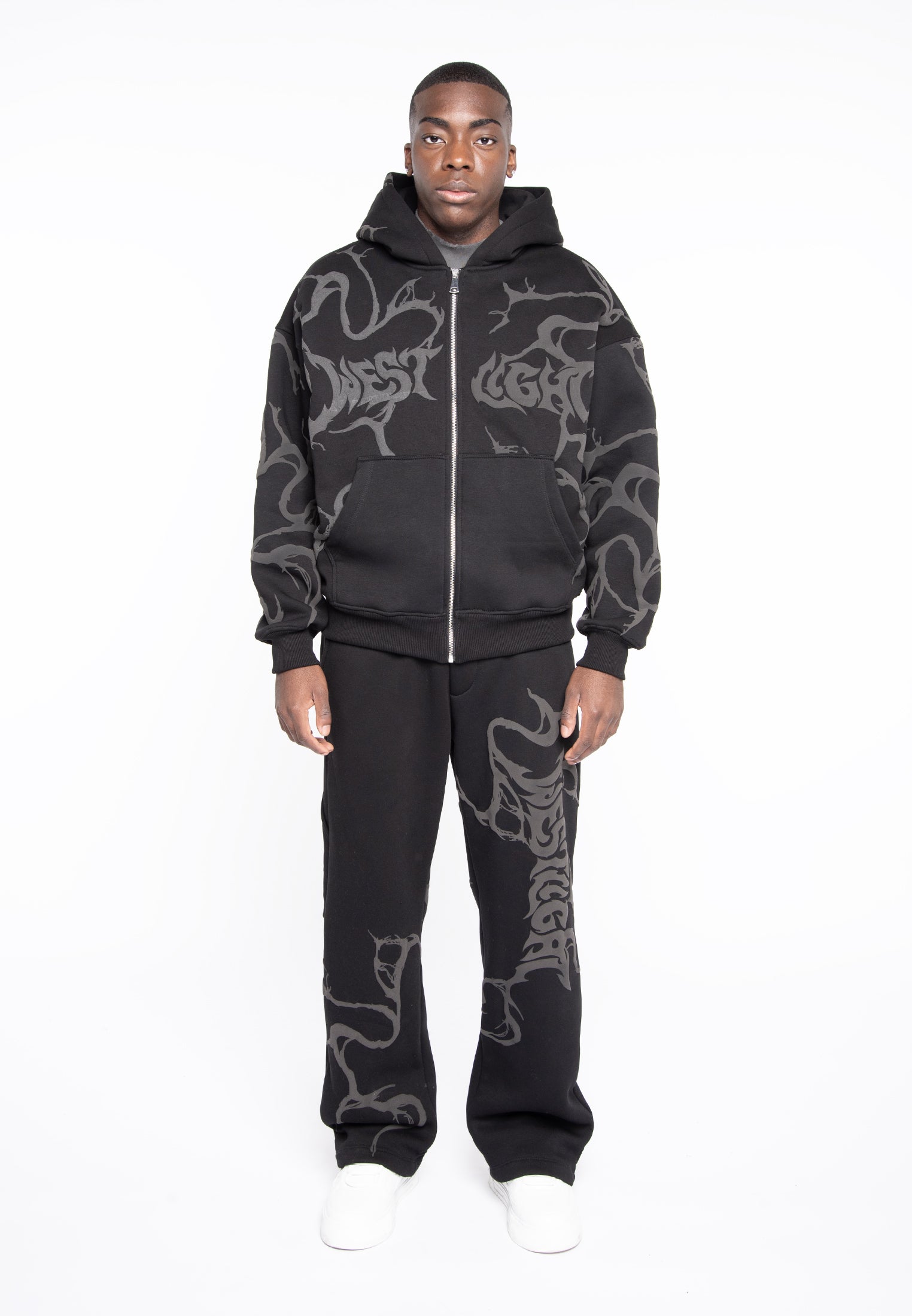 Jogger felpa oversize fancy logo gray