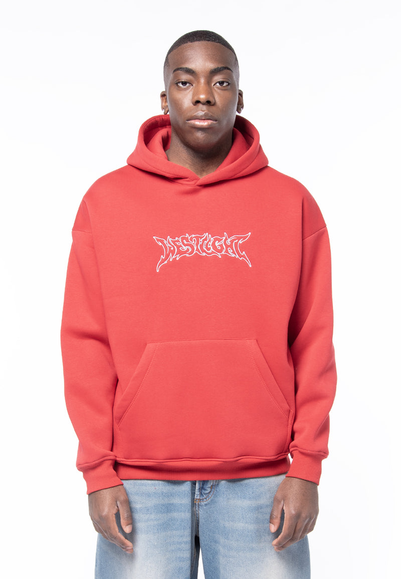 Felpa cappuccio oversize basic logo red
