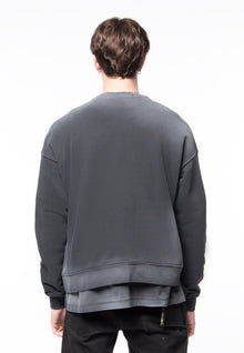 Felpa cropped black spray e logo strass
