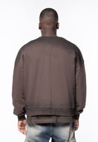 Felpa cropped brown spray e logo strass