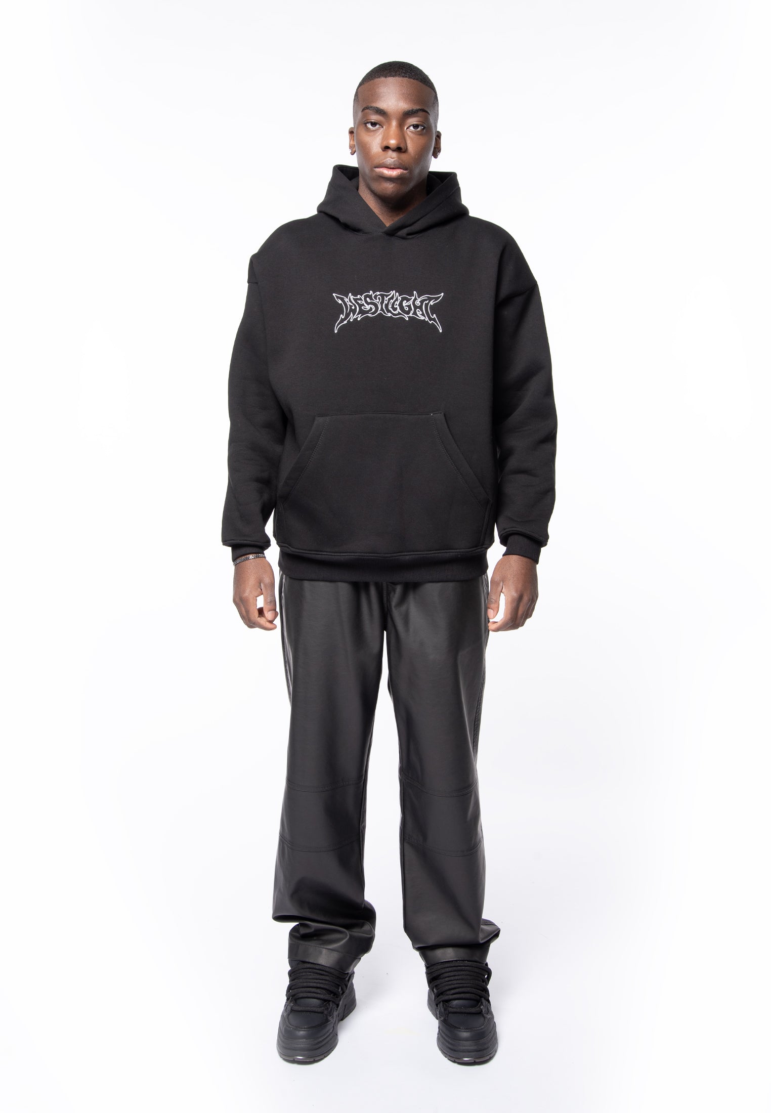 Felpa cappuccio oversize basic logo black