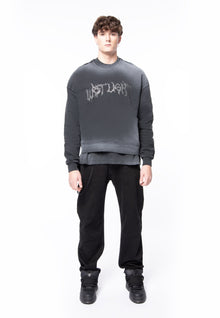 Felpa cropped black spray e logo strass