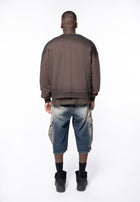 Felpa cropped brown spray e logo strass
