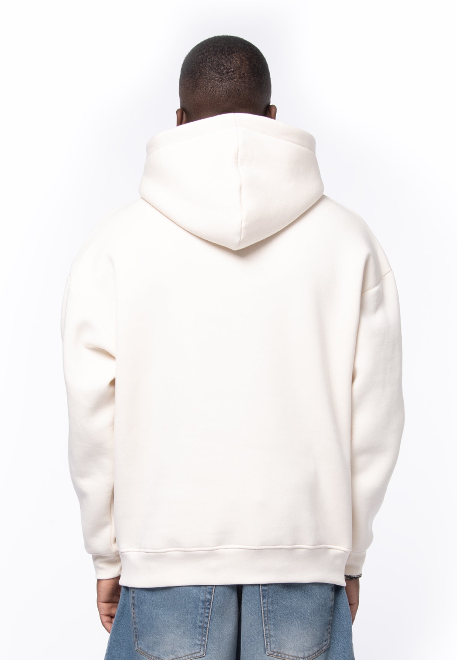 Felpa cappuccio oversize basic logo cream
