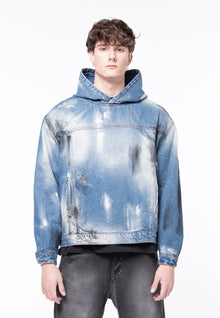 Dirty &amp; distressed denim hoody jacket