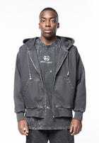Black denim full zip hoody jacket