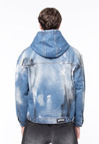 Dirty &amp; distressed denim hoody jacket