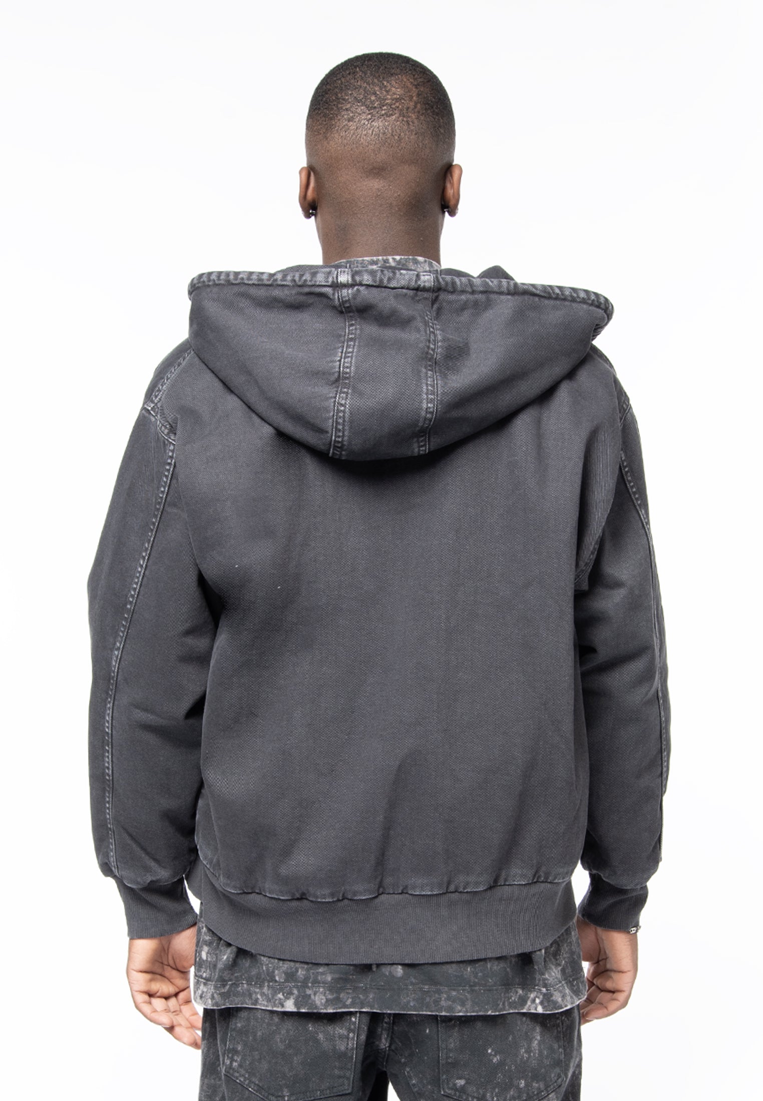 Black denim full zip hoody jacket