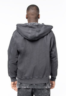 Black denim full zip hoody jacket