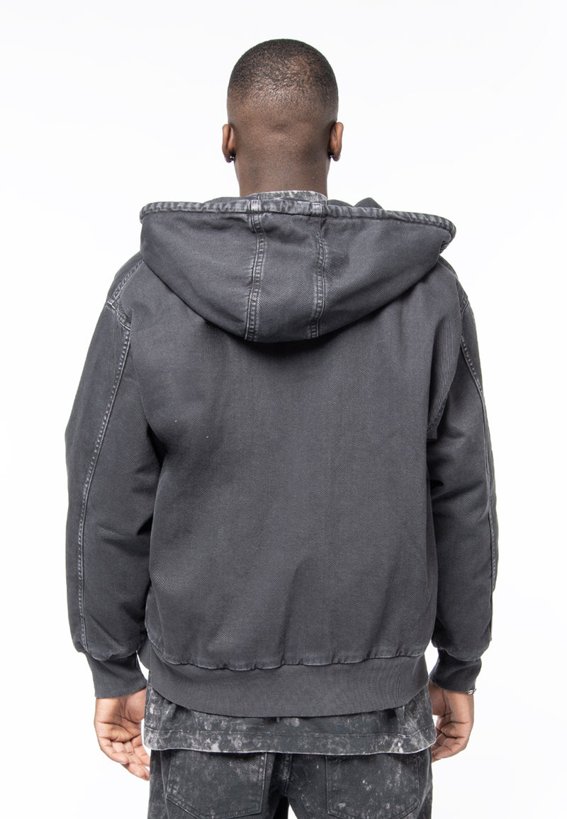 Hoody jacket black denim full zip