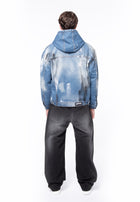 Dirty &amp; distressed denim hoody jacket