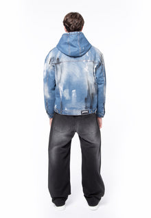 Dirty &amp; distressed denim hoody jacket