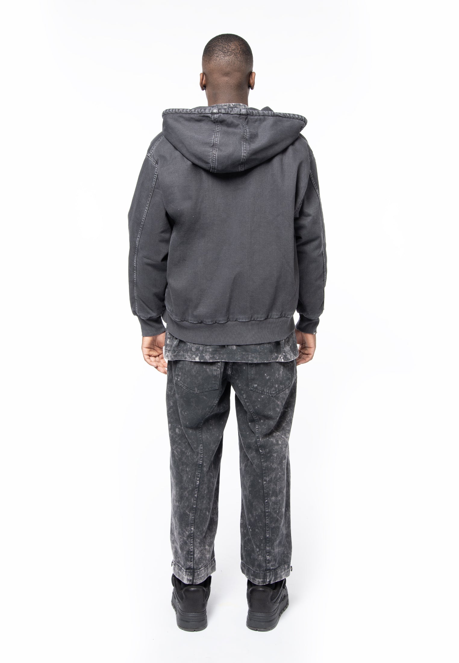 Black denim full zip hoody jacket