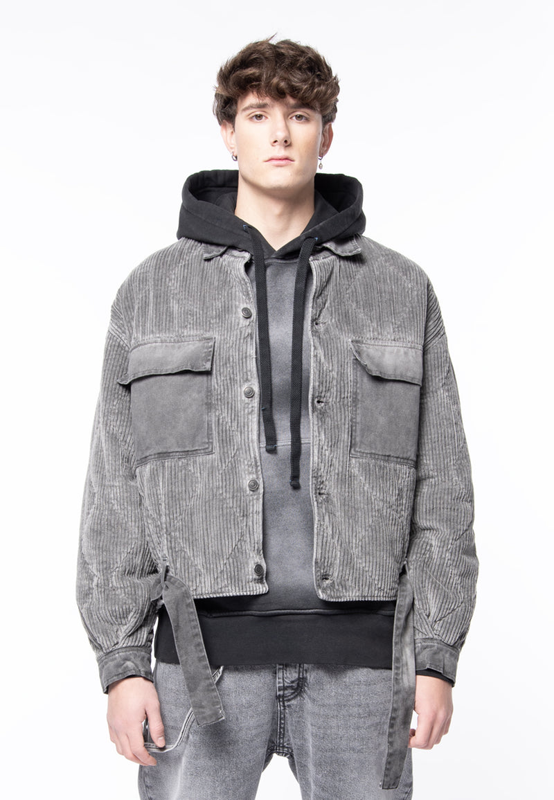 Padded corduroy jacket boxy gray