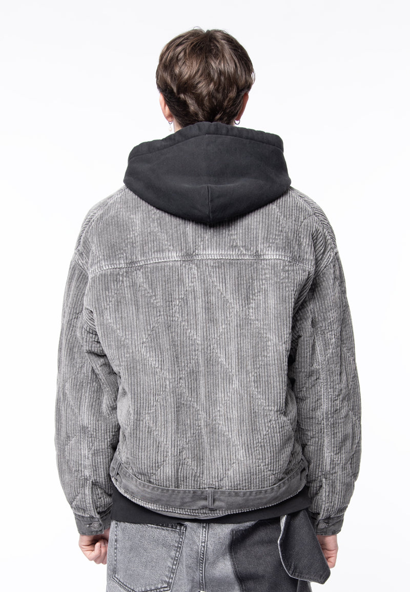 Padded corduroy jacket boxy gray